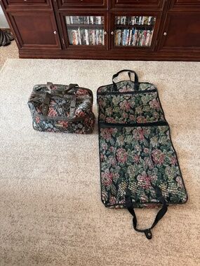 Jordache canvas black/pink/gray large, carry-on, travel bag,” & garment bag